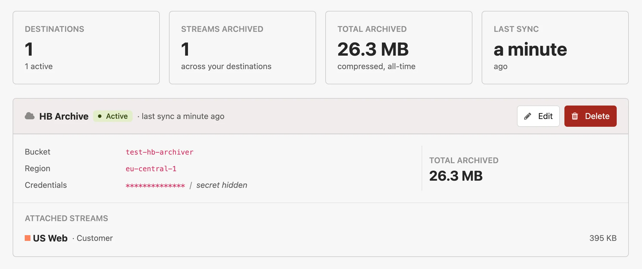 Active archive destination