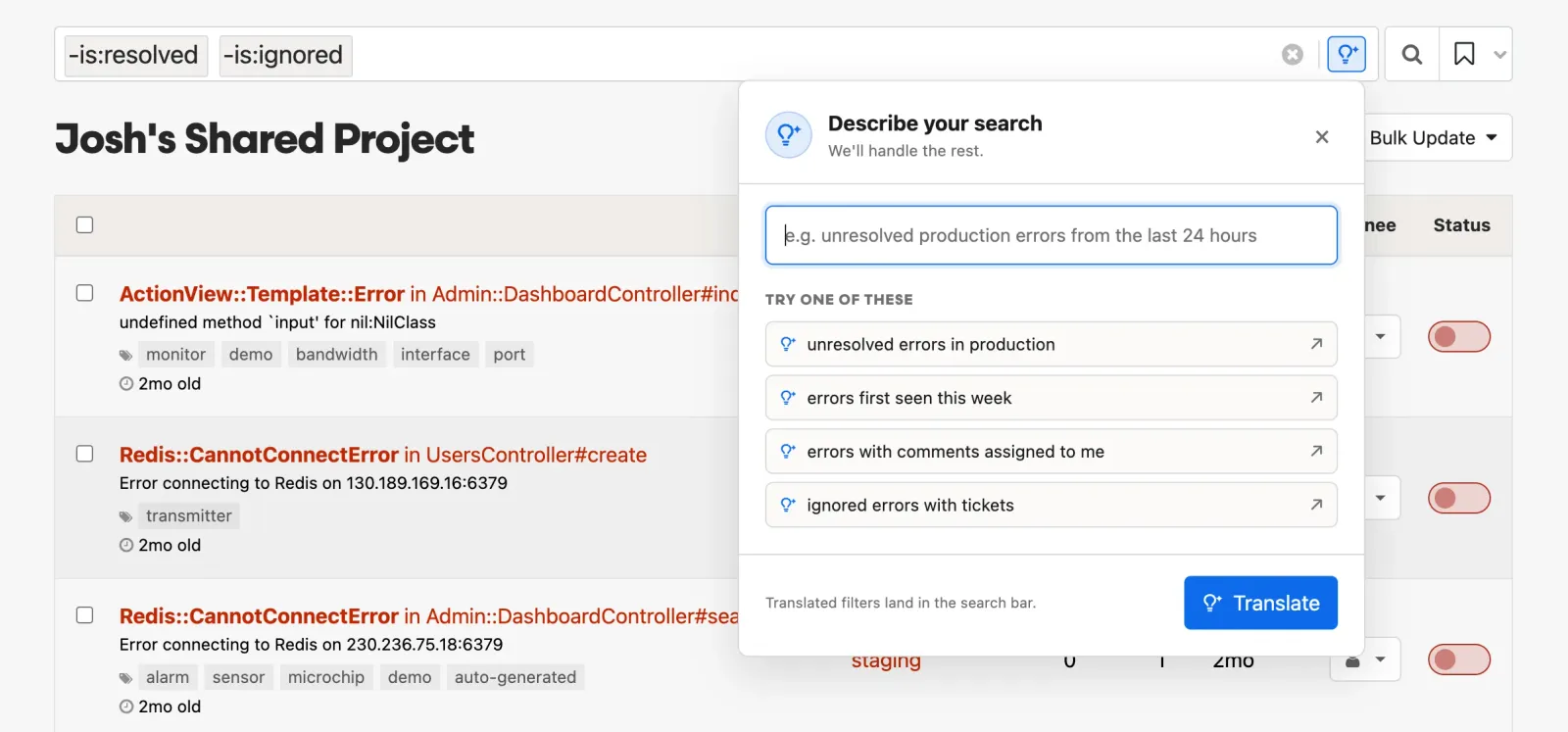 NL error search