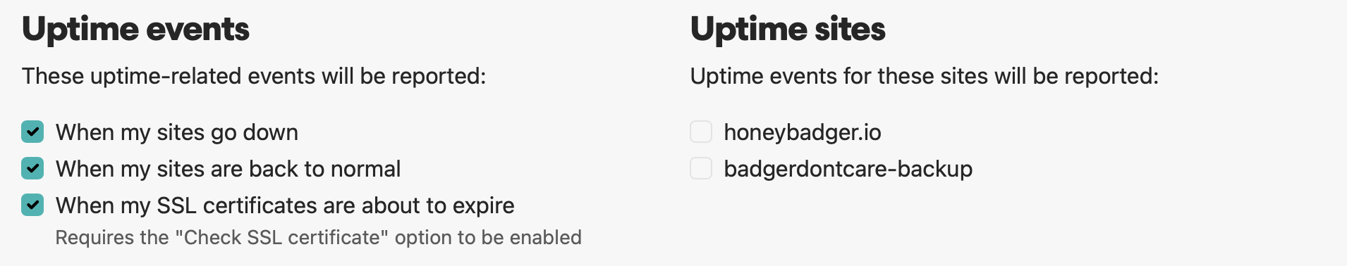 Project notification settings
